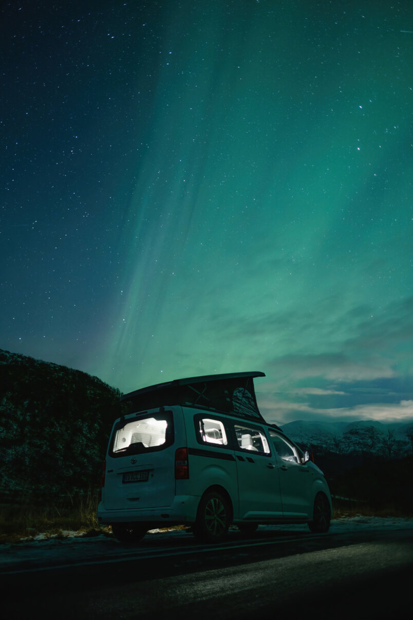 CROSSCAMP vor Polarlichtern in Norwegen