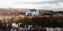 CROSSCAMP im Schnee auf dem Weg nach Norwegen ans Nordkap