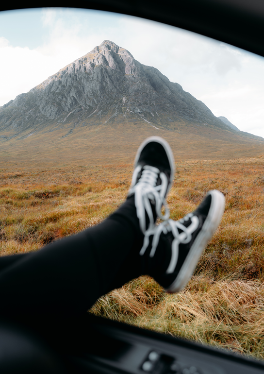 Blick aus dem Fenster des CROSSCAMP auf Glencoe